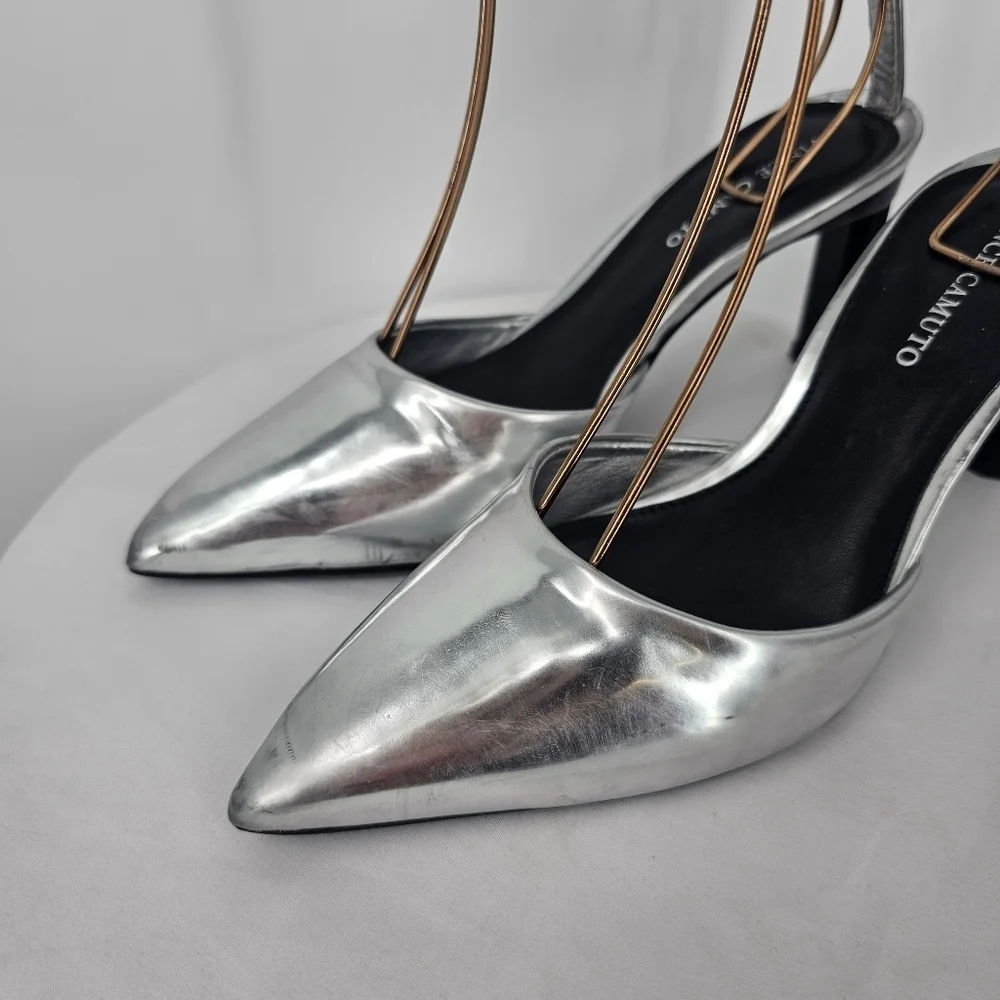 Vince Camuto Talayem Silver‎ Heels Size 6 Pointed Toe Ankle Strap